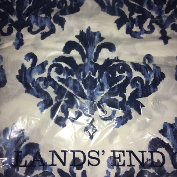 Lands End blue brocade full/queen duvet cover - Picture 1 of 2
